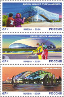Russia Russland Russie 2024 Winter Olympic Games 2014 Sochi 10 Ann Set Of 3 Stamps In Strip MNH - Winter 2014: Sochi