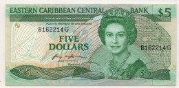 Eastern Caribbean Central Bank 5 Dollars ND 1988-1993 QEII P-22 Grenada Prefix B - East Carribeans