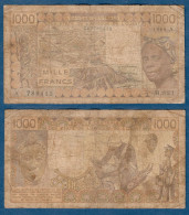 1000 Francs CFA, 1989 A, Côte D' Ivoire, H.021, A 789412, Oberthur, P#_07, Banque Centrale États De L'Afrique De L'Ouest - West-Afrikaanse Staten