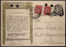 PORTUGAL 1949 Bilhete Postal Conheça Os Seus Prosadores «A SAUDADE» CARIMBO COMERCIAL MERCEARIA, ETC MARINHA GRANDE - Ganzsachen