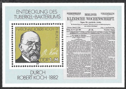 DDR: 100° Della Scoperta Del Bacillo Della Tubercolosi Da Parte Di Robert Koch, 100th Anniversary Of The Discovery Of Th - Malattie