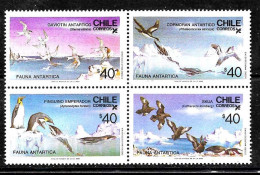 #2596 CHILE 1986 ANTARCTICA ANTARCTIC FAUNA BIRDS,PENGUINS YV 750-3 BLx4 MNH - Chile