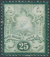 PERSIA PERSE IRAN,1881/1882,Recessed MITRA Issue,5sh(25c Deep Green)Genuine Stamp ,stained-Unused - Iran