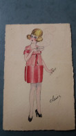 CPA JEUNE FILLE FEMME HABIT ART DECO MODE DESSINEE MODELE UNIQUE CLAIRE - Moda