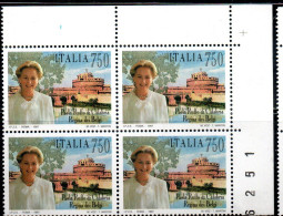 ITALIA REPUBBLICA ITALY REPUBLIC 1997 PAOLA RUFFO DI CALABRIA REGINA DEL BELGIO QUARTINA ANGOLO DI FOGLIO BLOCK MNH - 1991-00:  Nuevos