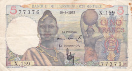 AFRIQUE OCCIDENTALE - Billet De 5 FRANCS Du 10 Avril 1953 - X 159 N° 77376 - Stati Dell'Africa Occidentale