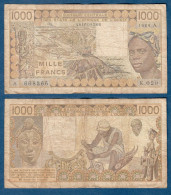 1000 Francs CFA, 1989 A, Côte D' Ivoire, K.020, A 608366, Oberthur, P#_07, Banque Centrale États De L'Afrique De L'Ouest - États D'Afrique De L'Ouest
