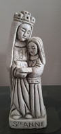 Statue Sainte Anne Et Sainte Vierge Marie. Pierre Reconstituée. - Art Religieux