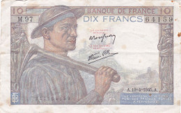FRANCE - 10 FRANCS MINEUR - Bonne Date 19 Avril 1945 - 2 Alphabets à Peine ! M 97 N° 64159 - 10 F 1941-1949 ''Mineur''