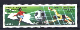 #2599 CHILE 1991 FOOTBALL FUTBOL SOCCER AMERICA CUP YV 1028-9 PAIR MNH - Chili