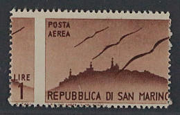 San Marino 341 FZ ** 1946, Flug 1 L. FEHLZÄHNUNG, Postfrisch, Sehr SELTEN 500 € - Unused Stamps