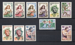 POLYNESIE  N°  1 à 11   NEUFS SANS CHARNIERE COTE  37.00€   FEMME PECHEUR DANSE - Unused Stamps