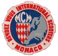 MONACO -- MONTE CARLO -- Décalcomanie -- Rendez-vous International Scooter Monaco 1962 - Andere & Zonder Classificatie