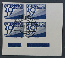 1925, PORTO 152 U, 39 H. Blau UNGEZÄHNT, VIERERBLOCK Gestempelt, Große RARITÄT ! - Taxe