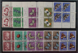 SCHWEIZ VIERERBLOCKs Juventute 1951/52 (SBK J138-47,) ZentrumStempel, 168,-SFr. - Used Stamps