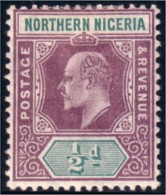 674 Northern Nigeria Edward VII 1/2d Violet Green MH * Neuf (NGA-109) - Nigeria (...-1960)