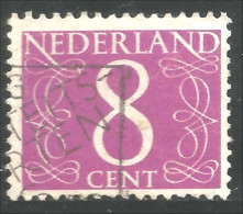 670 Netherlands 1953 Nuneral 8 Cent Lilas Lilac (NET-109) - Used Stamps