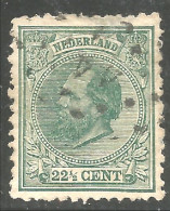 670 Netherlands 1888 22 1/2c Green William III Guillaume III (NET-53) - Gebruikt