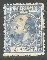 670 Netherlands 1867 5c Blue William III Guillaume III (NET-52) - Gebruikt