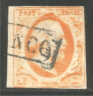 670 Netherlands 1852 15c Orange William III Guillaume III (NET-47) - Usati