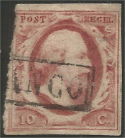 670 Netherlands 1852 10c Lake Imperforate (NET-3) - Used Stamps