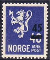 690 Norway 45 Ore Surcharge 40 Ore VLH * Neuf Tres Legere (NOR-56) - Usados
