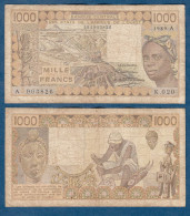 1000 Francs CFA, 1989 A, Côte D' Ivoire, K.020, A 903826, Oberthur, P#_07, Banque Centrale États De L'Afrique De L'Ouest - West African States