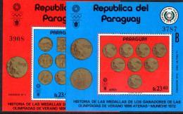 Paraguay 1972 Summer Olympics Medals Souvenir Sheet Set (folded) Unmounted Mint. - Paraguay