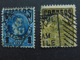 Très Beau Petit Lot De 2 Timbres Oblitérés Des Tout Début De La Philatélie Chilienne - Chile