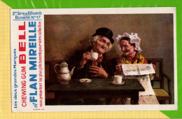 BUVARD&Blotter Paper:  2 émé Serie N°17 Chewing Gum Et Flan Mireille  Sur Le Banc - Dulces & Biscochos
