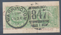 GB EVII ½d  Yellowish Green (pair) VFU On Piece With Duplex „WARRINGTON / 847 / 1“, Lancashire (3VOD1, Time In Full 9.30 - Used Stamps