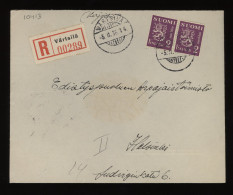 Finland 1936 Värtsilä Registered Cover__(10413) - Storia Postale