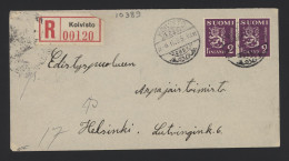 Finland 1935 Koivisto Registered Cover__(10389) - Briefe U. Dokumente