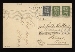 Estonia 1935 Tartu-Vaaksal Postcard To Finland__(9900) - Estonia