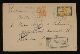 Estonia 1920 Tallinn Registered Cover To Germany__(9908) - Estonie