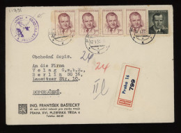 Czechoslovakia 1950 Praha 16 Censored Registered Cover To Berlin__(11791) - Covers & Documents