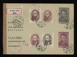 Czechoslovakia 1951 Praha Censored Registered Cover To Wien__(11793) - Covers & Documents