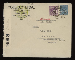 Brazil 1939 Sao Paulo Censored Business Cover To Germany__(9746) - Storia Postale