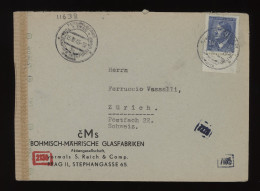 Bohemia & Moravia 1945 Prag Censored Business Cover To Switzerland__(11638) - Covers & Documents