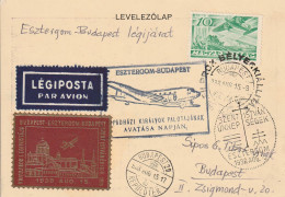 Hongrie Carte Aviation + Vignette 1938 - Storia Postale