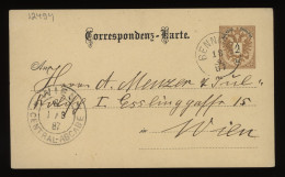 Austria 1887 Benninsch Stationery Card To Wien__(12494) - Cartoline