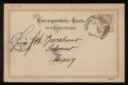 Austria 1880's Krakaus Stationery Card To Leipzig__(8392) - Postcards