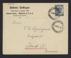 Argentina 1937 Hurlingham Business Cover To Denmark__(12403) - Storia Postale