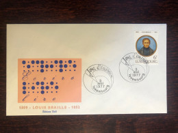 LUXEMBOURG FDC COVER 1977 YEAR BRAILLE BLINDNESS BLIND HEALTH MEDICINE STAMPS - FDC