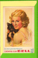 Groupage 2  Buvards & Blotting Paper : Chewing Gum BELL  Demoiselle Avec Le Chat   Beau Graphisme - Cake & Candy