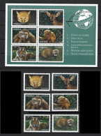 ● 1999 ANGOLA ֎ Africa ֎ WWF ֎ ANIMALI ֎ Fauna ֎ Volpe Tigre Scimmia,  BF Con Serie ** ● Lotto 2483 ● - Angola