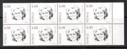 Norway 2001, MNH, Michel 1371, Aase Bye, Block Of 8 Stamps - Nuevos