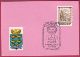 Österreich MNr. 861 Sonderstempel 25. 9. 1965 Krems An Der Donau 20 Jahre ÖAAB - Briefe U. Dokumente