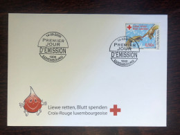 LUXEMBOURG FDC COVER 2006 YEAR BLOOD DONATION DONORS RED CROSS HEALTH MEDICINE STAMPS - FDC