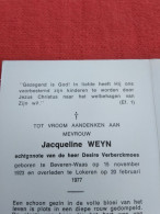 Doodsprentje Jacqueline Weyn / Beveren Waas 15/11/1923 Lokeren 20/2/1977 ( Desire Verberckmoes ) - Religion & Esotérisme